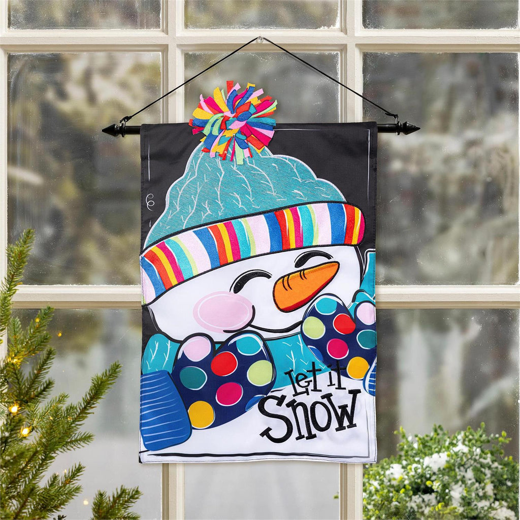 Let It Snow-Man Applique Flag