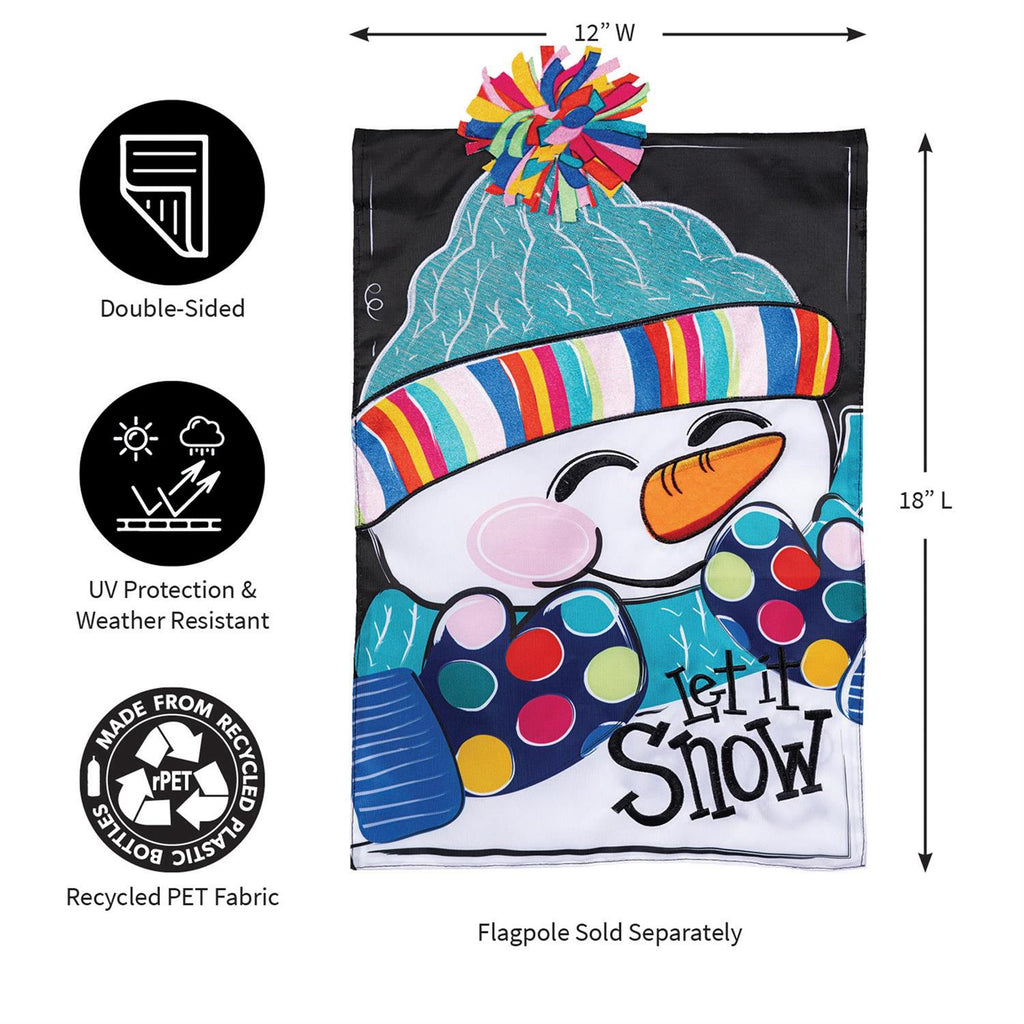 Let It Snow-Man Applique Flag
