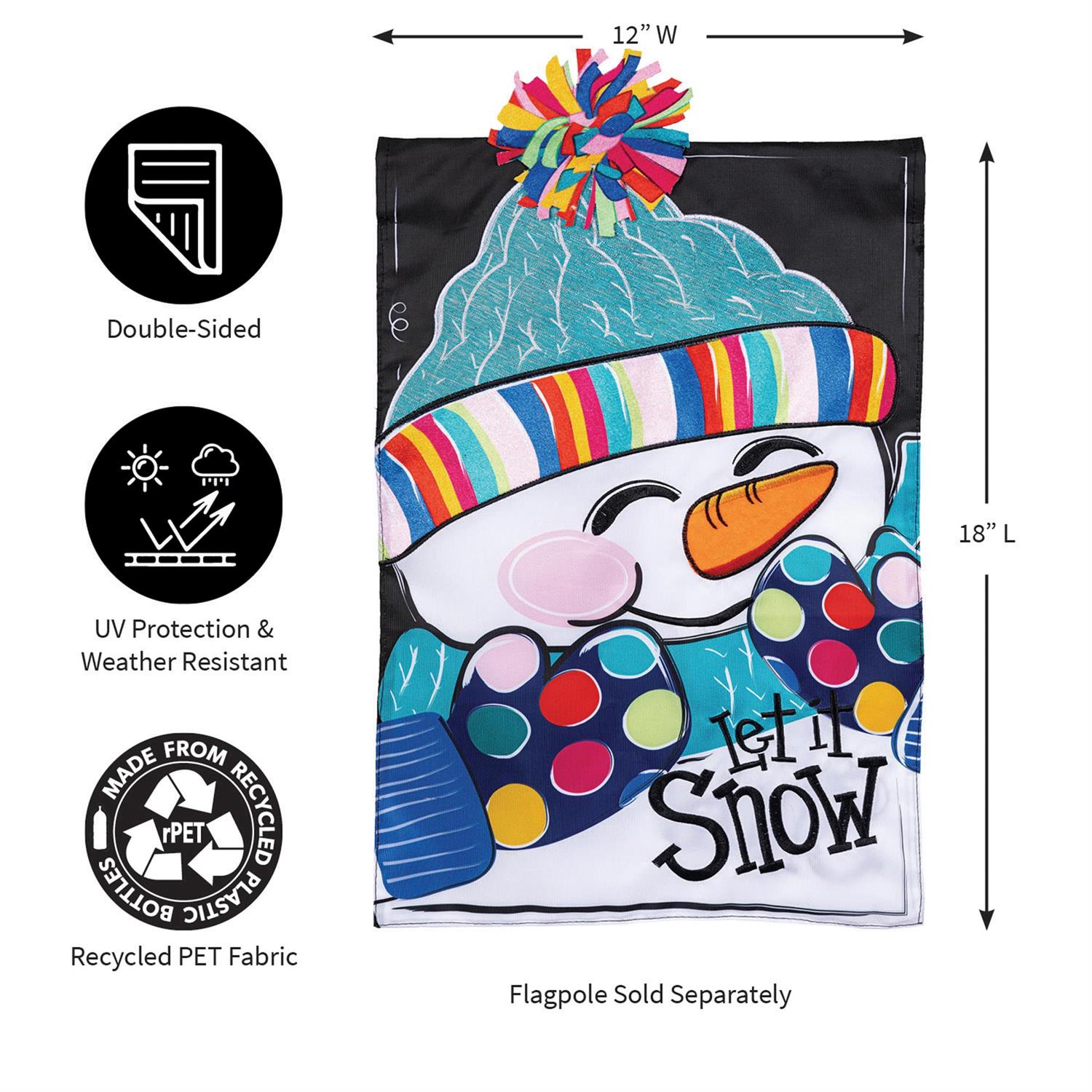 Let It Snow-Man Applique Flag