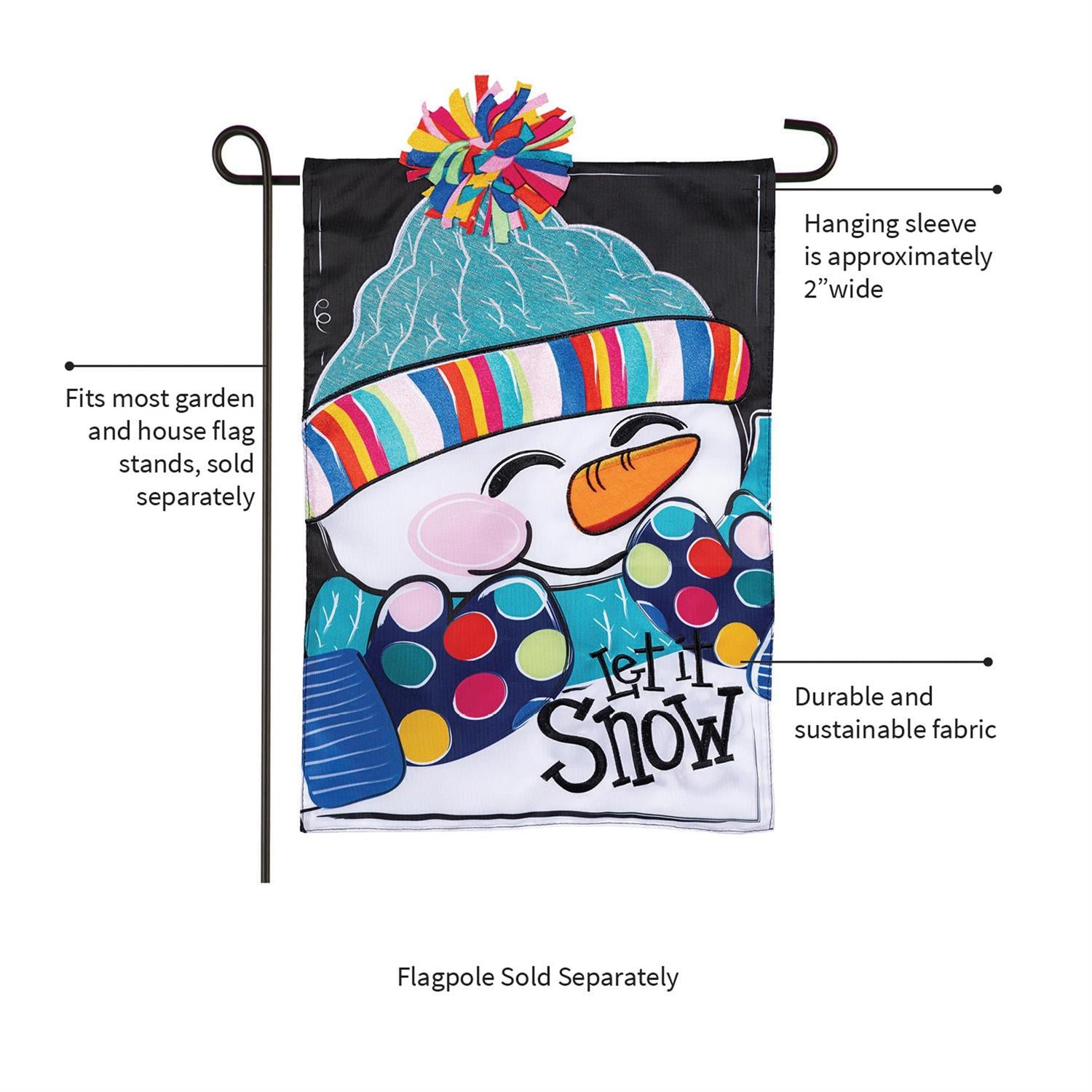 Let It Snow-Man Applique Flag