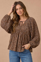 Haptics - Floral Crinkle Woven Peasant Blouse