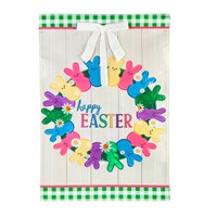 Colorful Bunny Wreath Garden Applique Flag