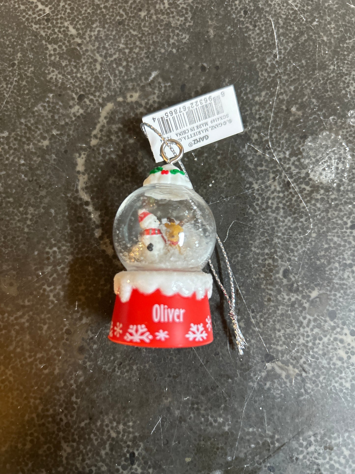 Oliver Mini Christmas Snow Globe Ornament