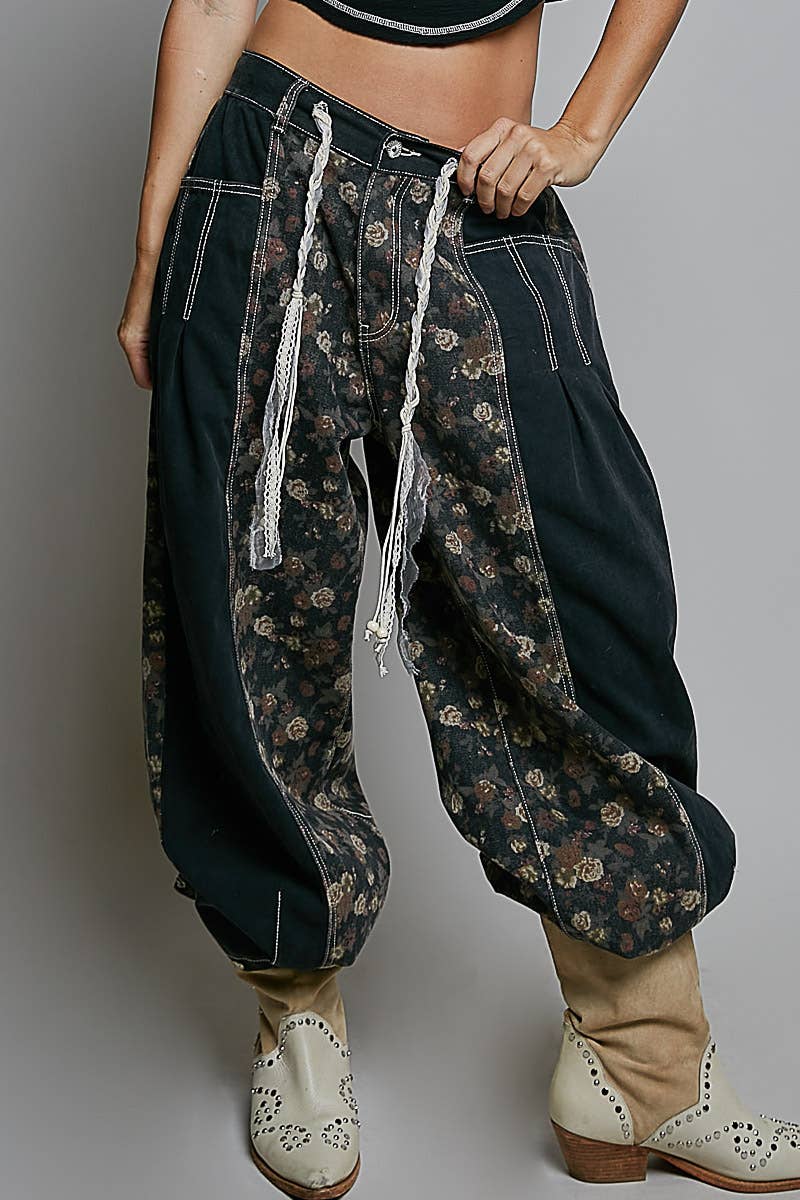 Pol Clothing - Relaxed Tapered Woven Drawstring Lightweight Waistband Pants