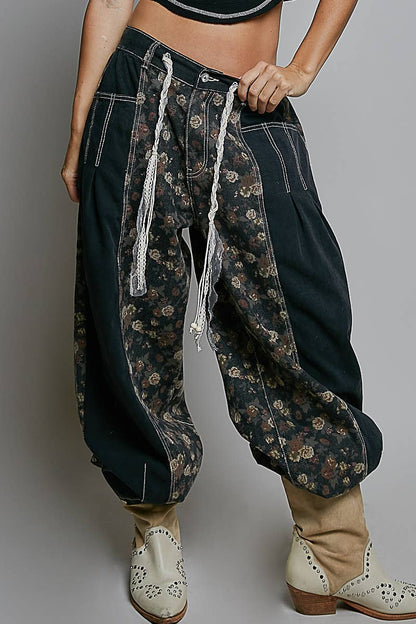 Pol Clothing - Relaxed Tapered Woven Drawstring Lightweight Waistband Pants