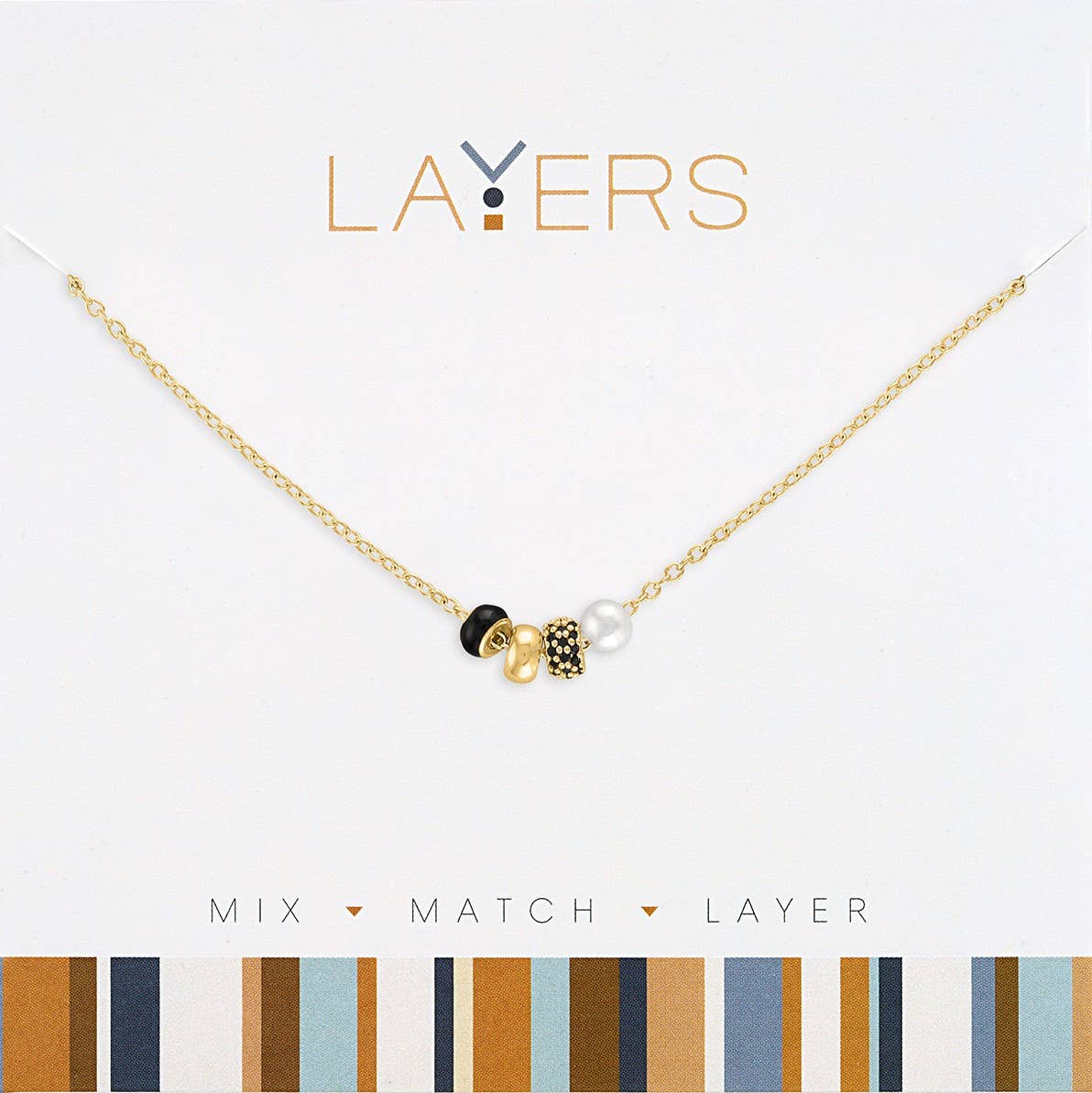 Center Court - Layers: Gold Trio Bead & Pearl Necklace