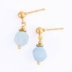 Howard's - Waterproof Earrings Drop Faceted Aquamarine Gold Narelle
