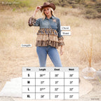 Young Threads - Vintage Boho Denim Yoke Patchwork Tiered Tunic Top  NEW