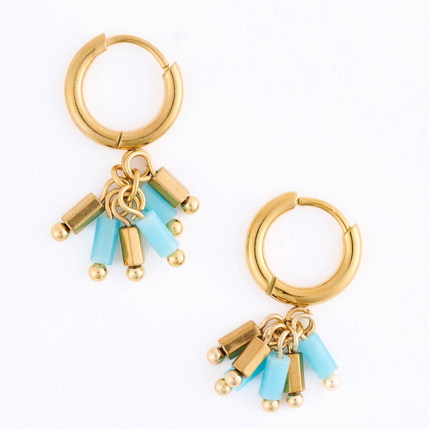 Howard's - Waterproof Earrings Hoop Kyanite Beaded Narelle Gold