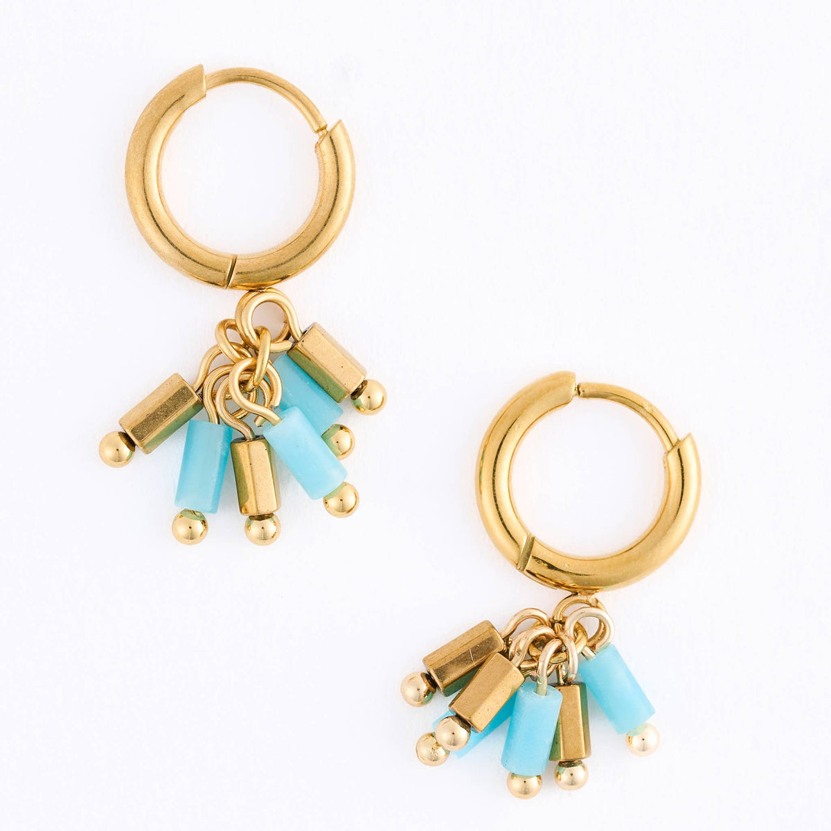 Howard's - Waterproof Earrings Hoop Kyanite Beaded Narelle Gold