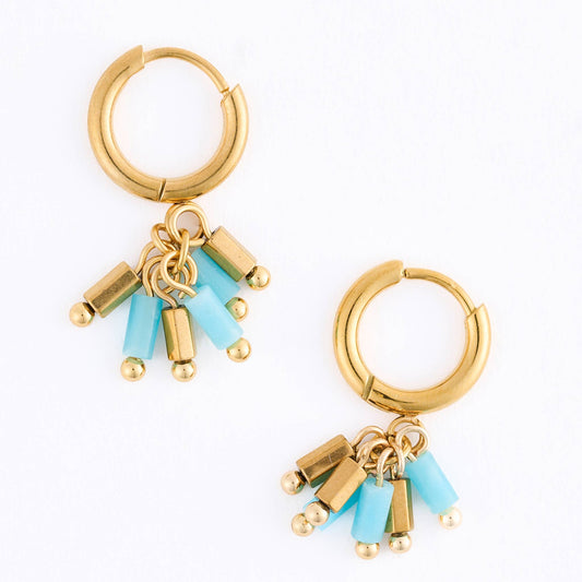 Howard's - Waterproof Earrings Hoop Kyanite Beaded Narelle Gold