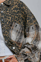 Pol Clothing - Allover Print Pattern Raw-Edge Fringe Trim Shirt Jacket