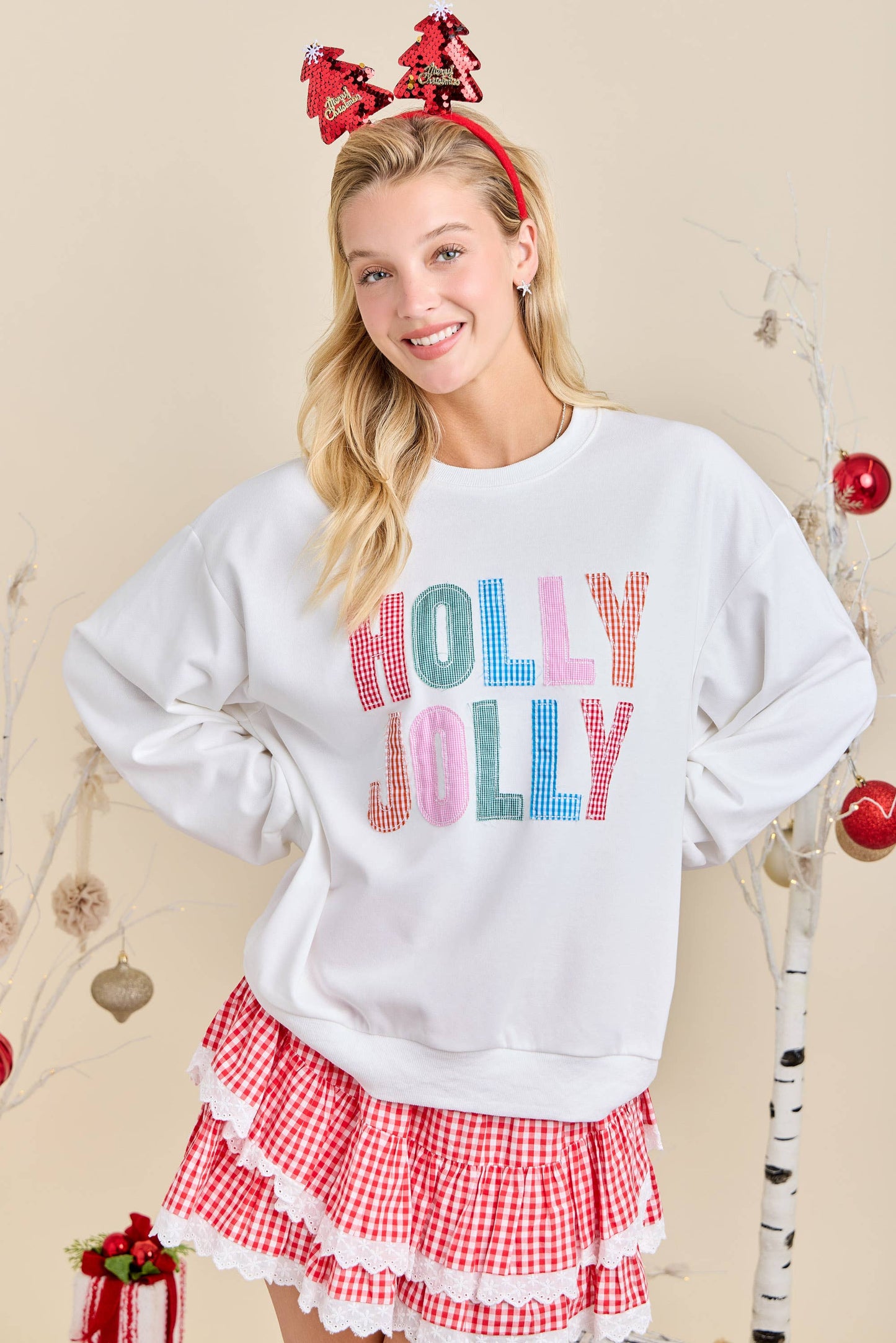 Main Strip - Holly Jolly Multicolor Gingham Pullover – Ready to Ship🎄