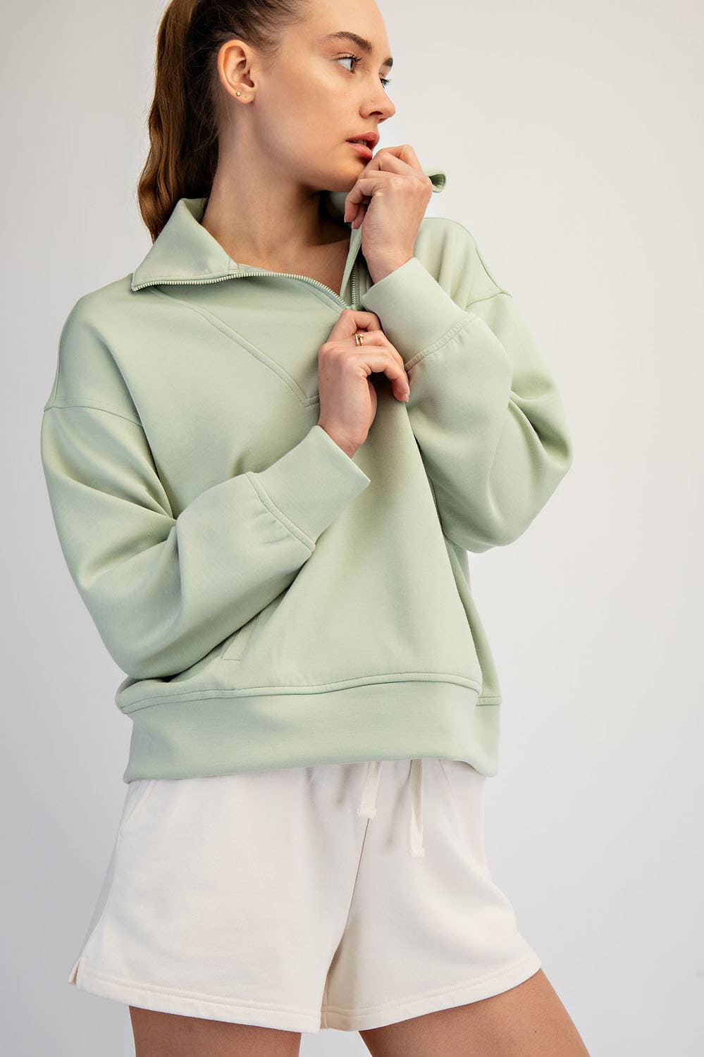 Rae Mode - MODAL SCUBA QUARTER ZIP FUNNEL NECK PULLOVER
