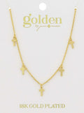 18K GOLD PLATED MULTI MINI GOLD CROSS STATIONS NECKLACE