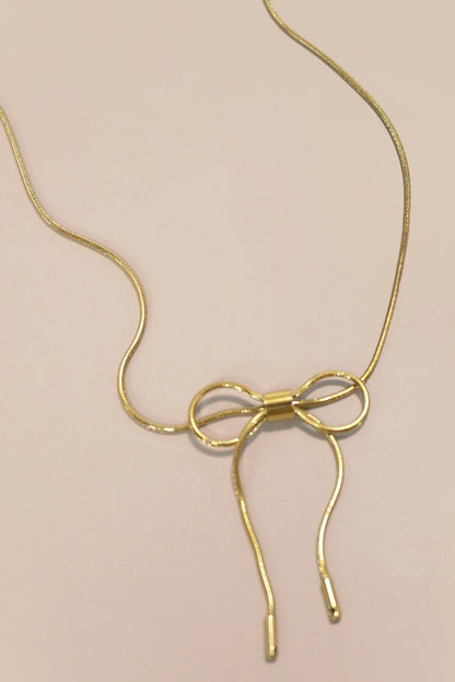 18K Stainless Steel Tarnish Free Bow Necklace