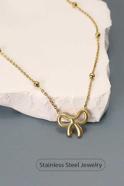 18k Stainless Steel Tarnish Free Bow Necklace