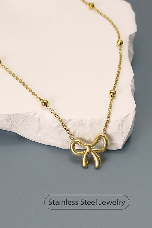 18k Stainless Steel Tarnish Free Bow Necklace