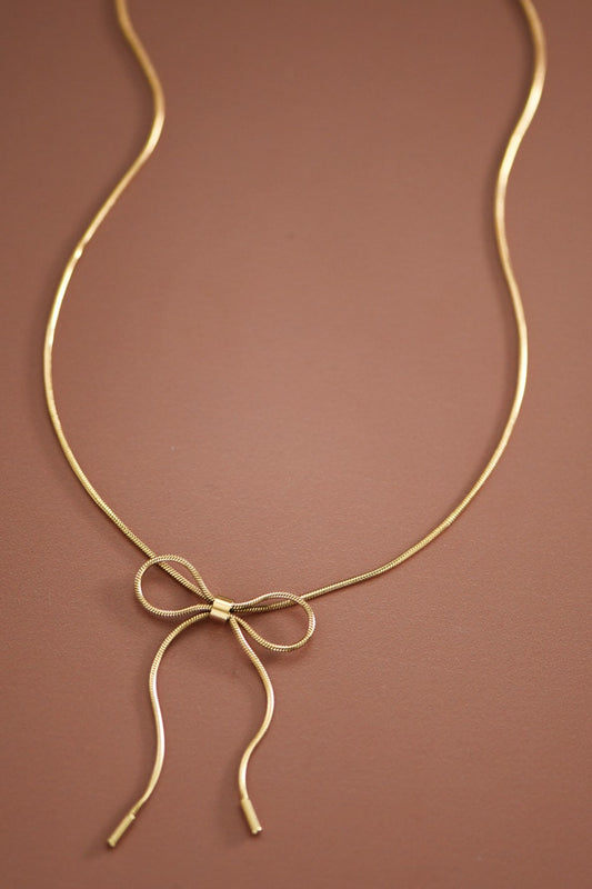 18K Non-Tarnish Stainless Steel Chain Bow Necklace