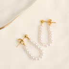 Waterproof Earrings Genuine Pearl Beaded Drop Narelle Gold