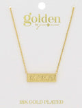 18K GOLD PLATED "MAMA" RECTANGLE BAR NECKLACE