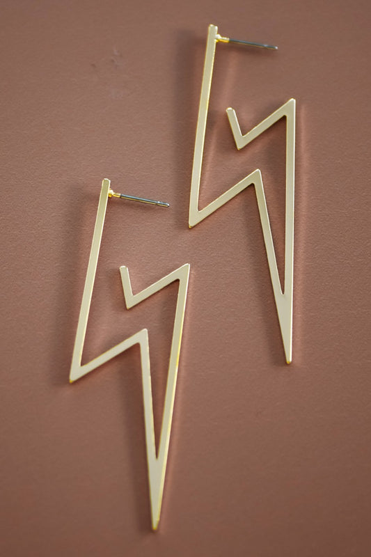 Gold Plated Lightning Bolt Hoops
