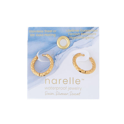 Howard's - Waterproof Earrings Hammered Huggie Hoop in Gold & Steel
