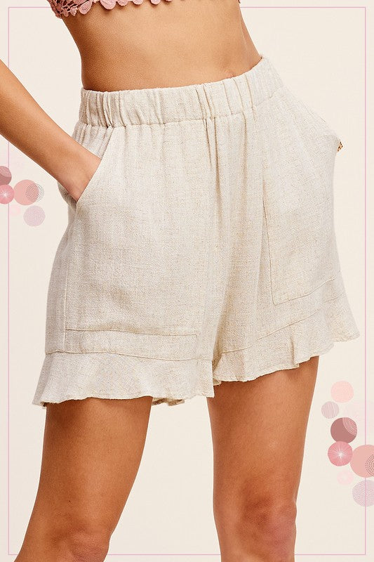 Lightweight Ruffle Shorts With Pockets