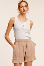 Lightweight Ruffle Shorts With Pockets
