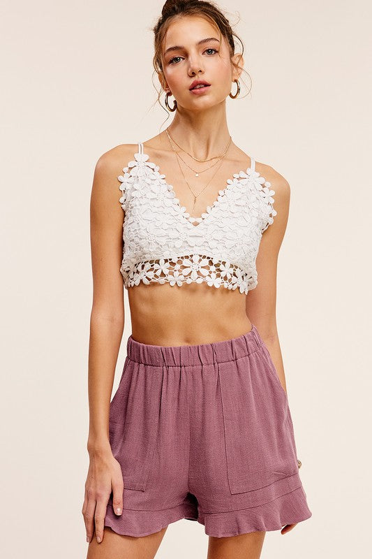 Lightweight Ruffle Shorts With Pockets