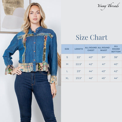 Western Boho Chic: Patch Pocket Cropped Denim Jacket