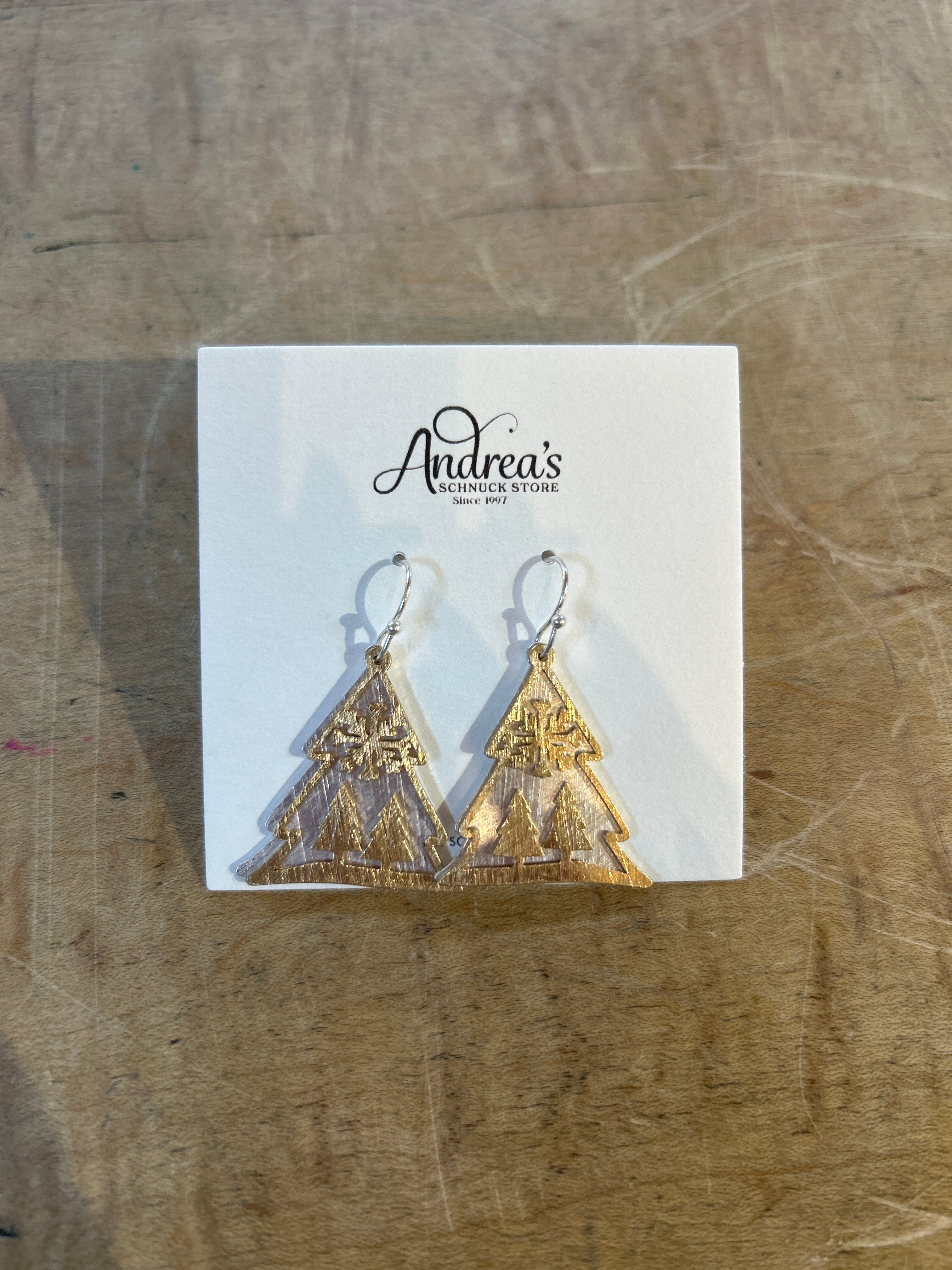 Gold Hammered Tree Silhouette Earrings