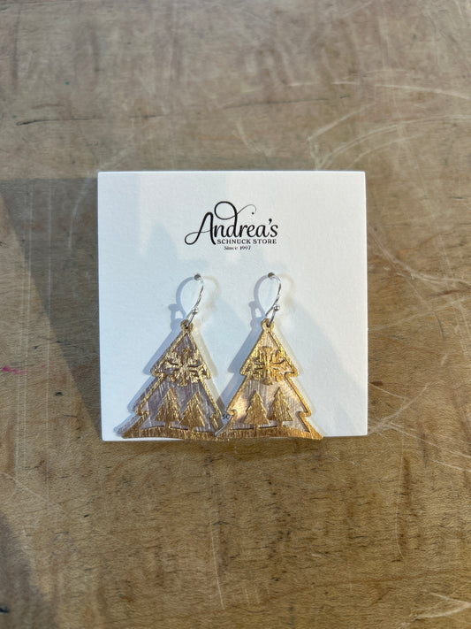 Gold Hammered Tree Silhouette Earrings