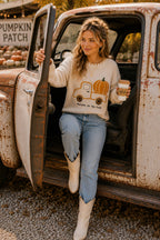 Main Strip - Autumn on the Road Pumpkin Truck Graphic Sweater