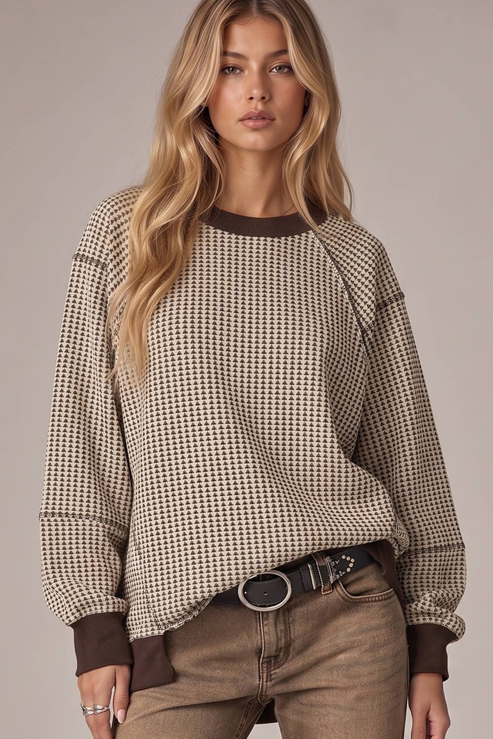 Harlow Waffle Patch Detail Pullover
