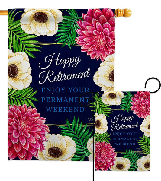 Two Group Flag Co - Enjoy Retirement Celebration Floral Decor Flag