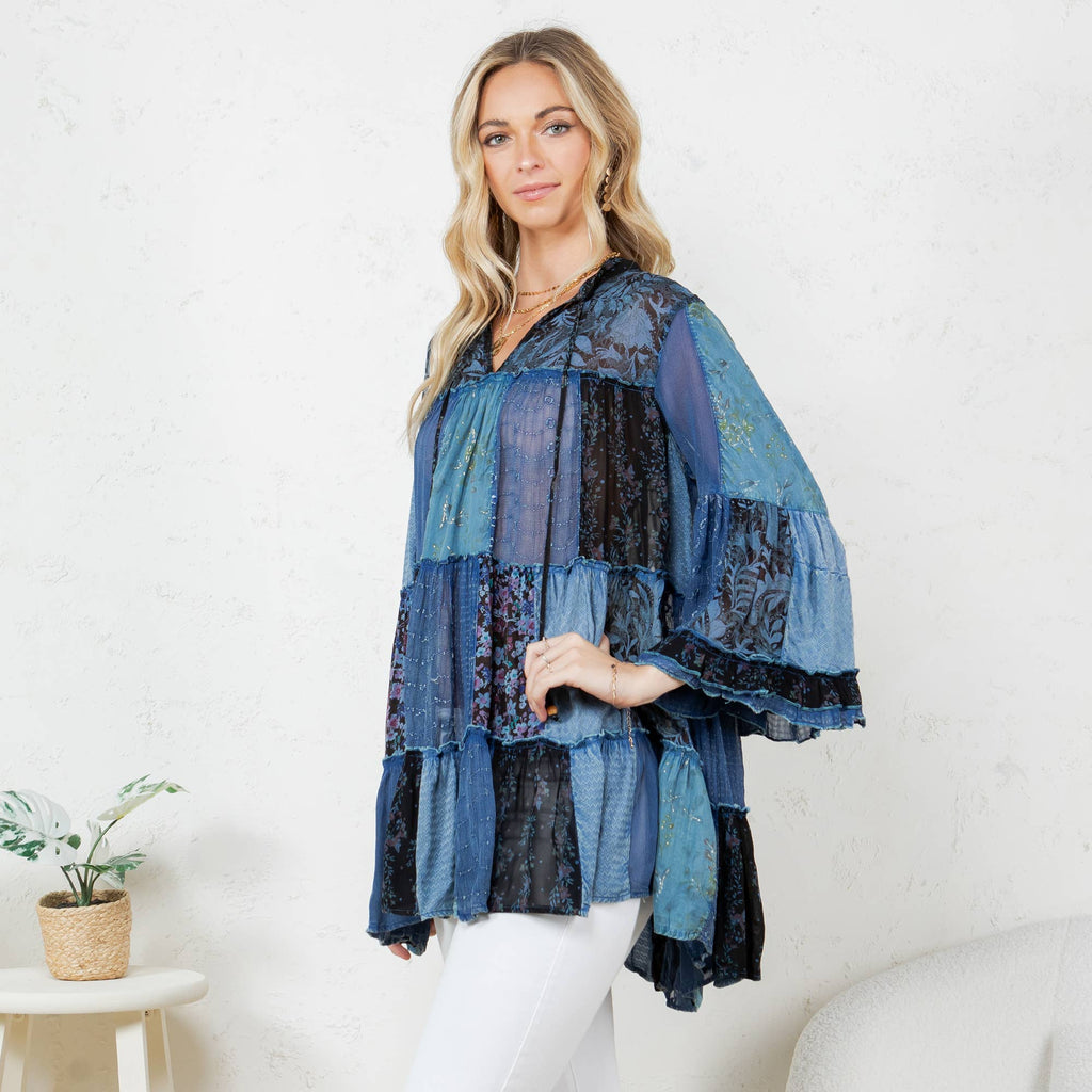 Chic Overdyed Band Collar Jhabla Top (New Color)