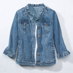 NorthStyle - Ruffle Trimmed Denim Jacket