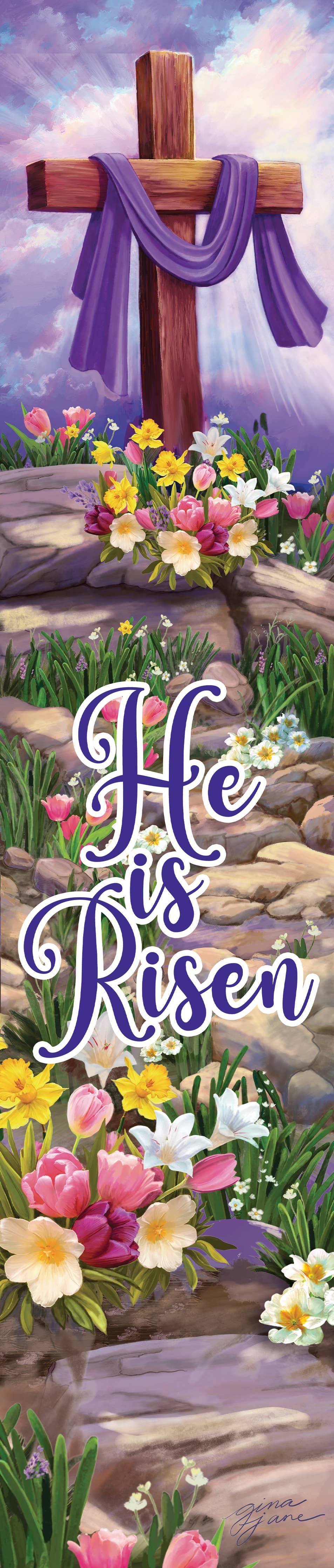 Yard Expression-Cross and Flowers