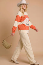 Main Strip - Pumpkin Appliqué Color Block Pullover