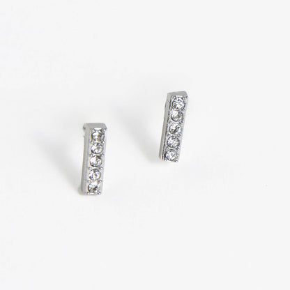 Howard's - Waterproof Earrings Crystal Bar Studs with Glass Gemstones