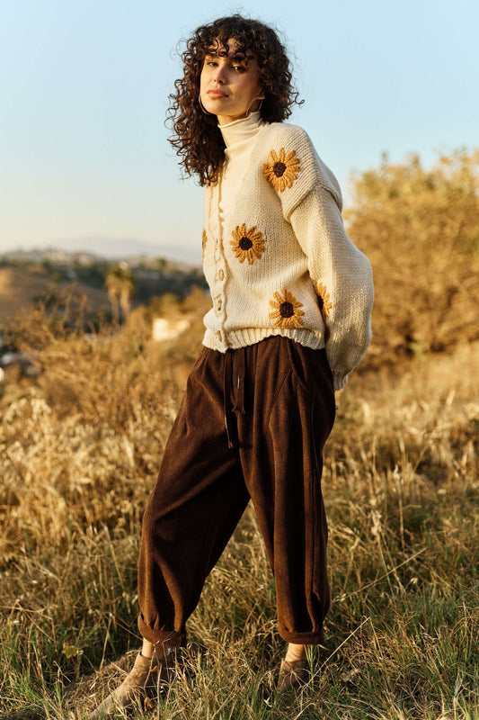 Mello. - Sunflower Embroidered V Neck Cardigan