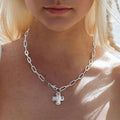 JOSSLYN by wall to wall - NOTABLE HAMMERED CROSS FRONT TOGGLE NECKLACE |