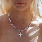 JOSSLYN by wall to wall - NOTABLE HAMMERED CROSS FRONT TOGGLE NECKLACE |