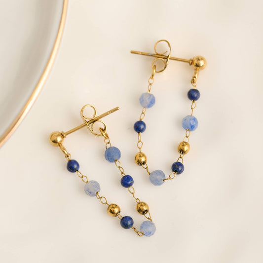 Howard's - Waterproof Earrings Gemstone Beaded Drop Narelle Gold