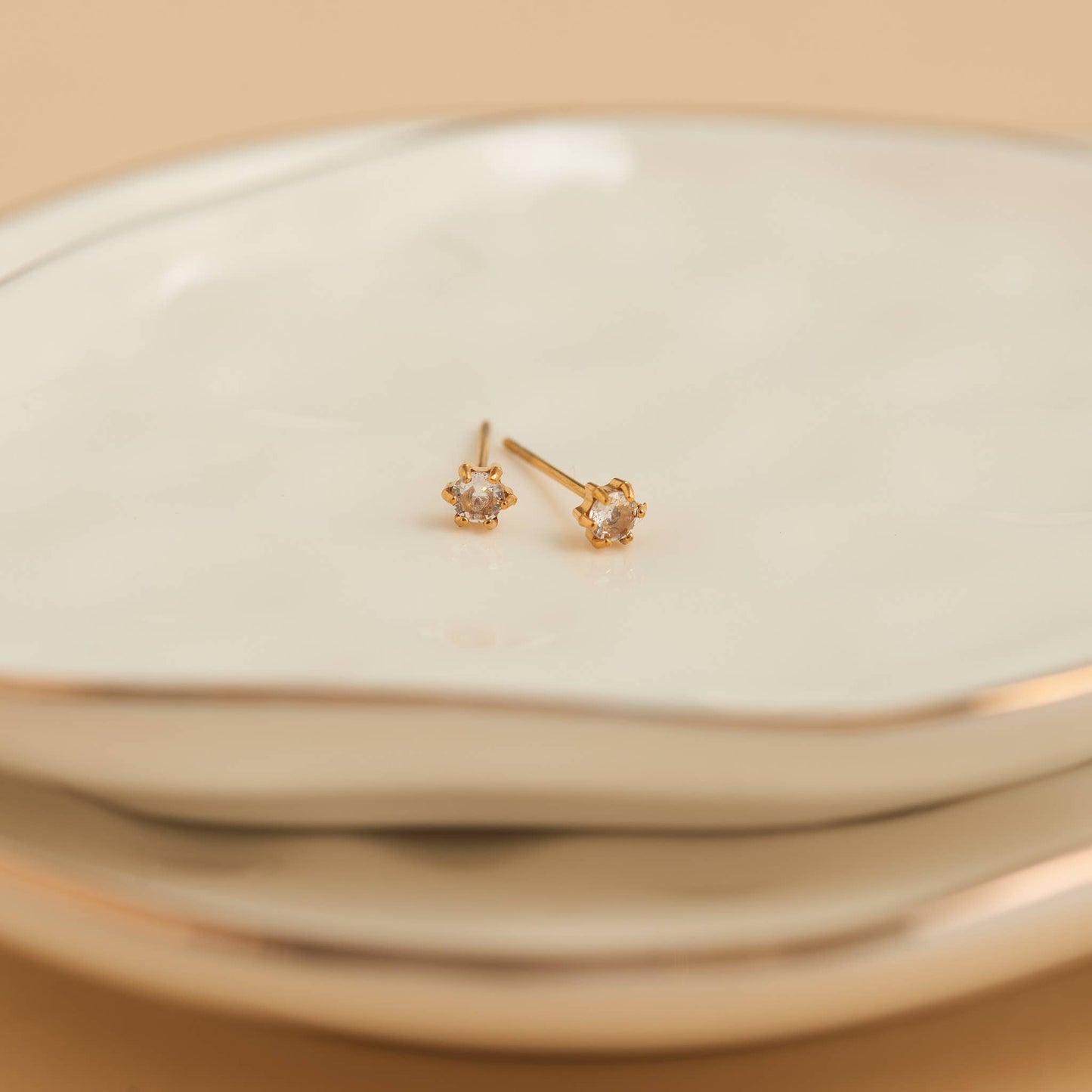 Howard's - Waterproof Earrings 3mm Round Cubic Zirconia Stud Narelle