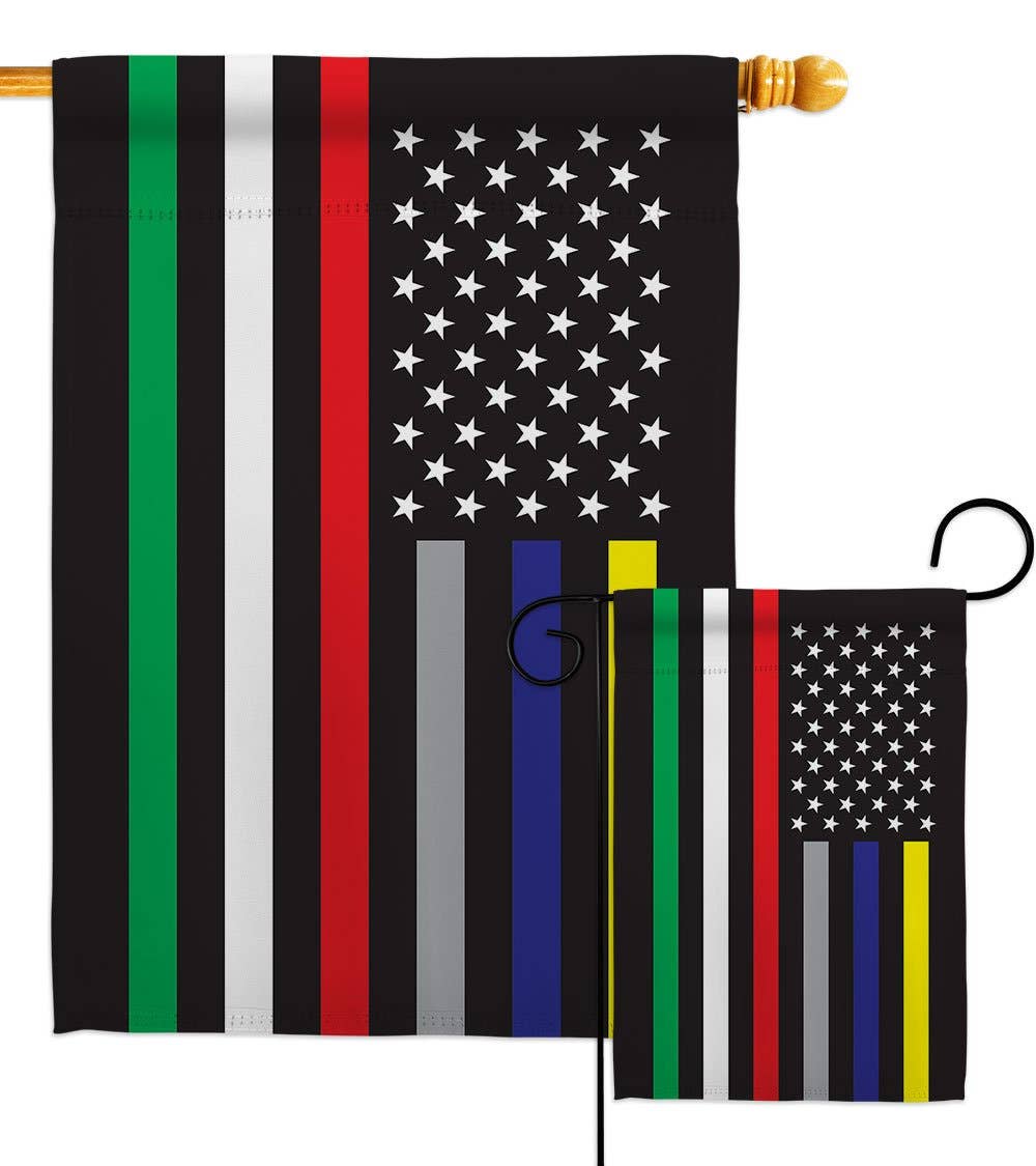 Two Group Flag Co - US First Responders Line EMT Police Firefighter Thin Flag