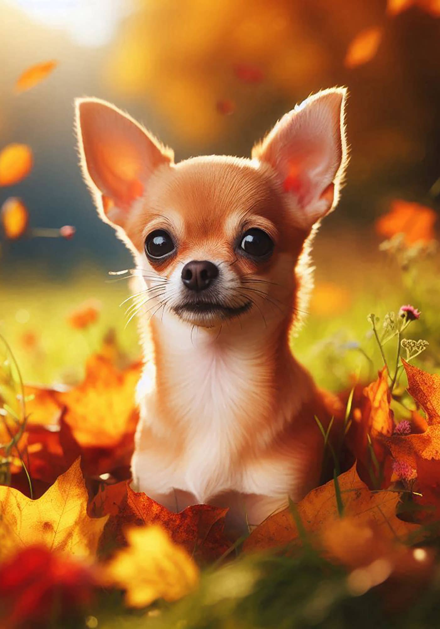 Best of Breed Products - Chihuahua Tan Smooth -  Falling Leaves Garden Flag