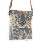 Myra Bag - Loom Tapestry vintage crossbody Bag for Women in indigo with fringe detail