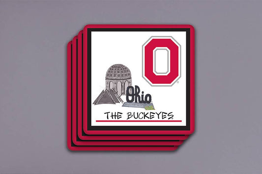 MAGNOLIA LANE - OSU 4pc Coaster Set